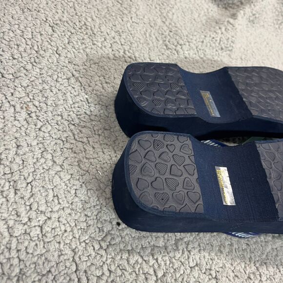 Brighton Flip Flops Womens 9 Blue Multi Surf Wedge Beach Summer Jewels - Picture 11 of 12